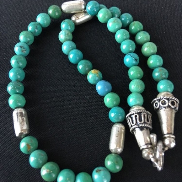 Native American Turquoise and Sterling Necklace - Picture 2 of 8